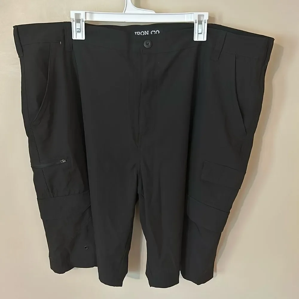 Iron Co Men's Sz 44 Belted Stretch Performance Hybrid Cargo Black Shorts